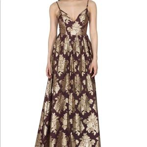 Dear Moon Juniors Formal Burgundy and Gold dress